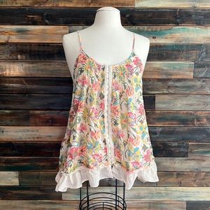 Free People babydoll shirt dress pockets floral small blouse anthropologie top
